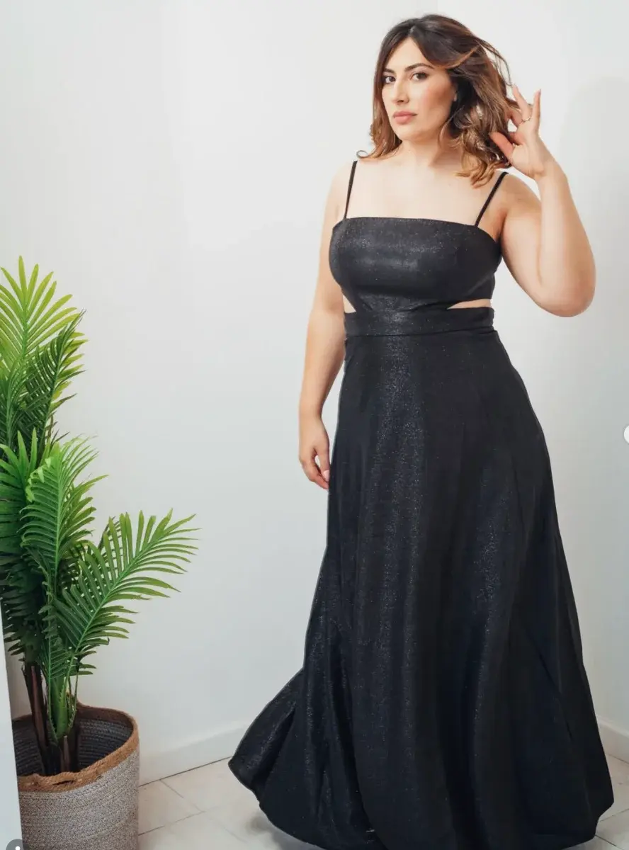 Vestido glitter cutout